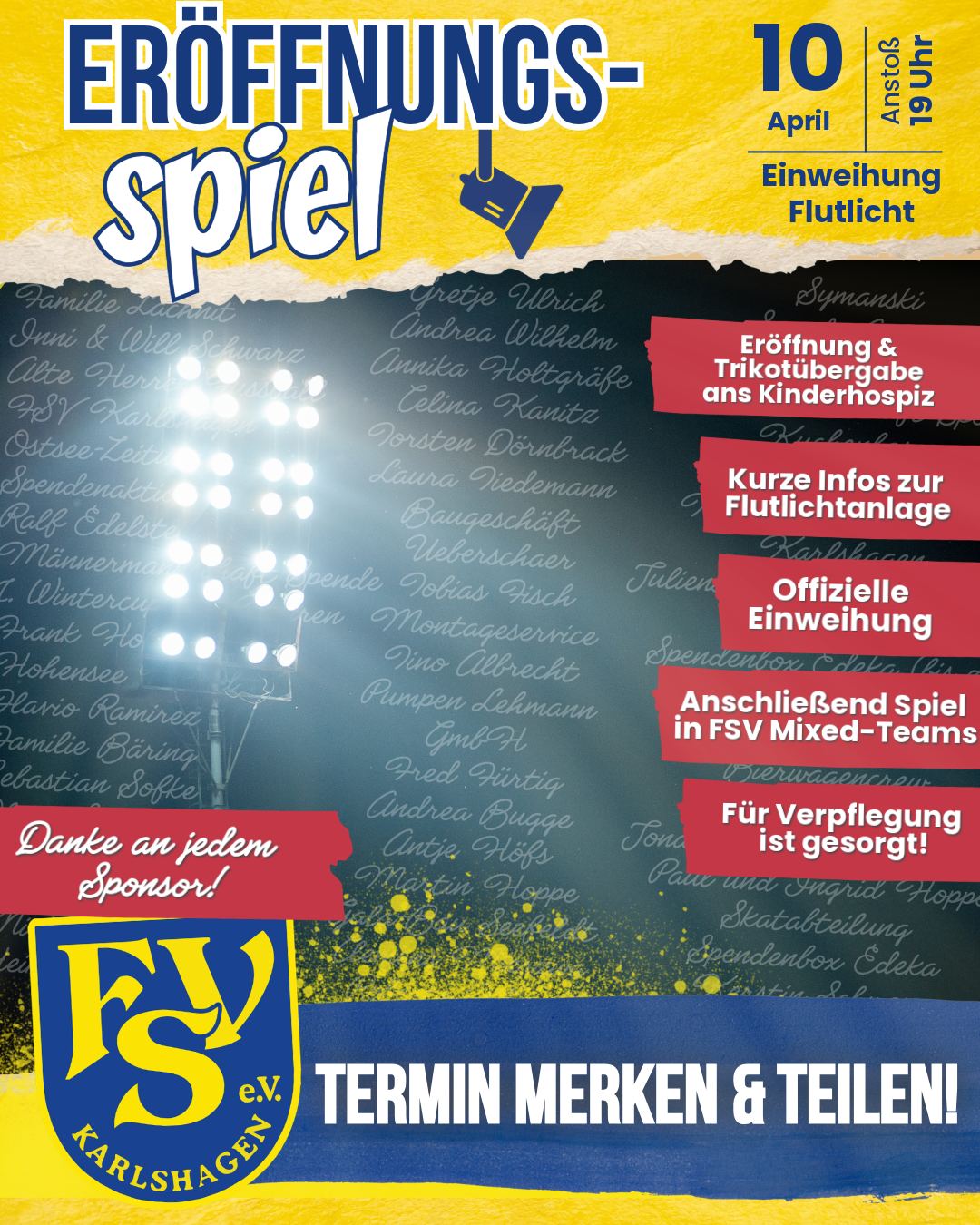 Der Moment ist da: Karlshagen schaltet das Flutlicht ein.